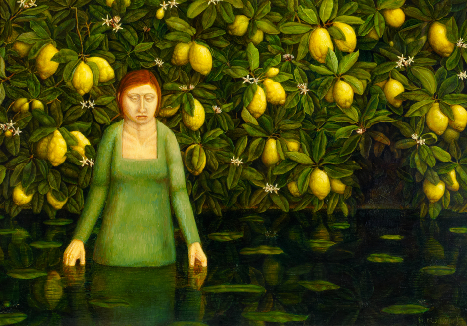 artukdotorg's tweet image. New artist interview 🌟
We recently spoke to painter Helen Flockhart on her surrealist, dream like paintings 👉 artuk.org/discover/stori…
1) 📷 Jeremy Sutton-Hibbert / 2) 'Lemons Dripping' by Helen Flockhart (b.1963) © the artist. 📷 @FlemingArtColl