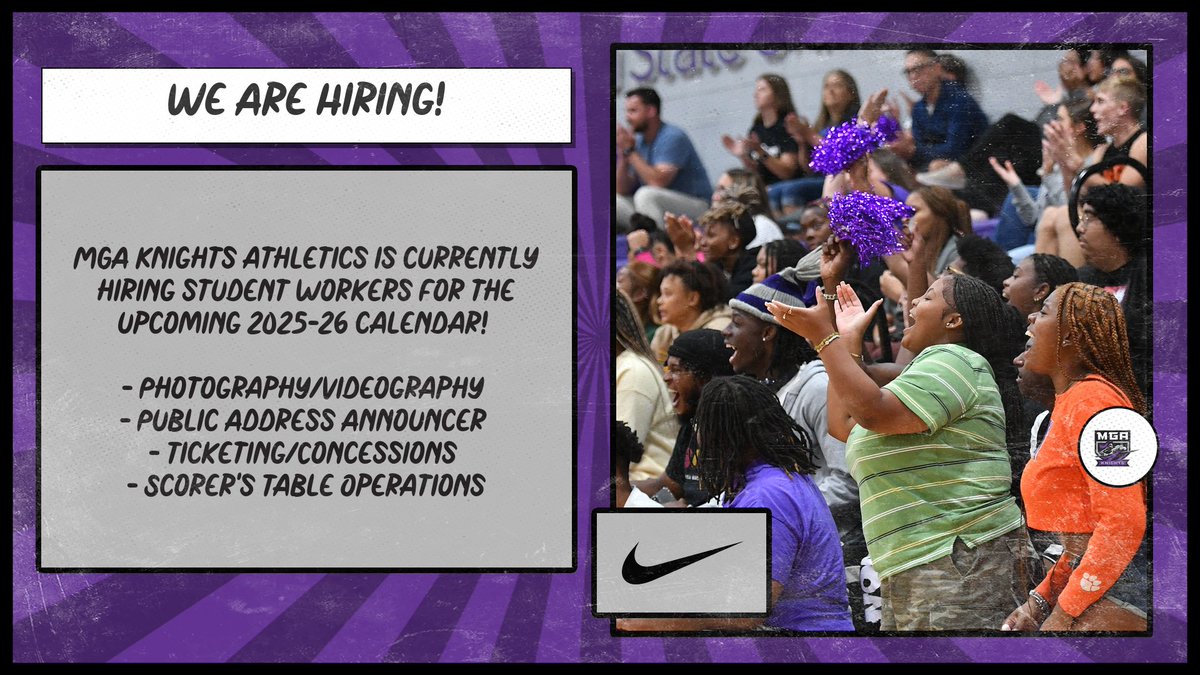 MGAKnights's tweet image. We are hiring! All interested students may apply at: careers.hprod.onehcm.usg.edu/psc/careers/CA…
There are separate job postings for Cochran and Macon campuses.