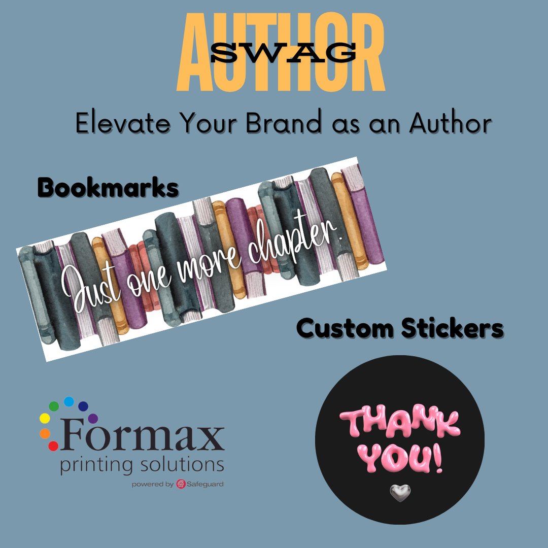 FormaxPrinting's tweet image. Swag for Authors: Make your book launch unforgettable with custom bookmarks, stickers, postcards &amp;amp; more. Perfect for signings, giveaways, and loyal readers! #formax #printing #formaxprinting #authorlife #bookswag #customprinting #bookmarketing #indieauthor #authormerch