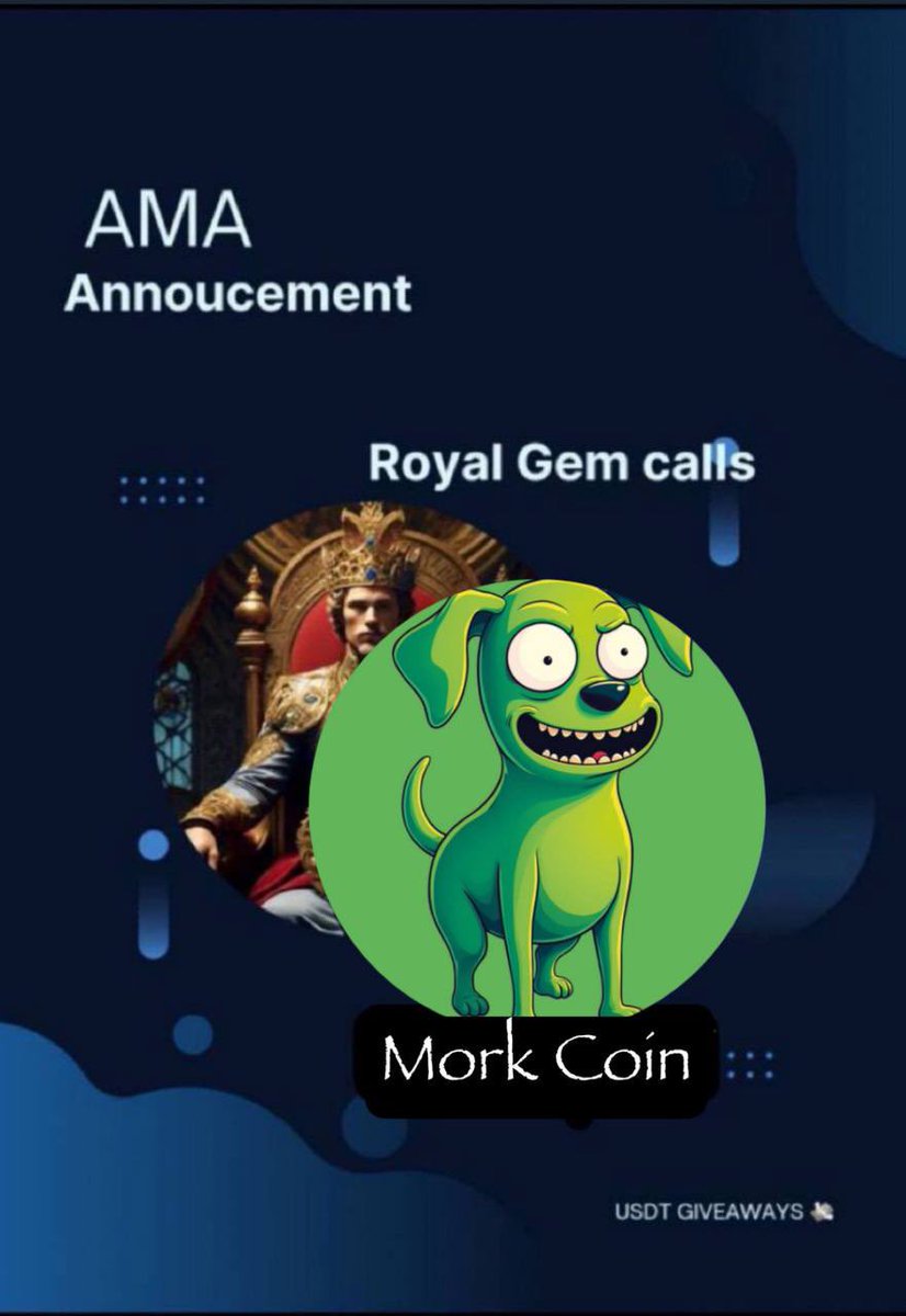 $Mork AMA with the Royal Gem Calls. 

📆DATE::JULY 29Th
🕒:: 5:00PM UTC

Make sure to hop in at: t.me/Royalgemscalls

Join Mork: t.me/morkcoin