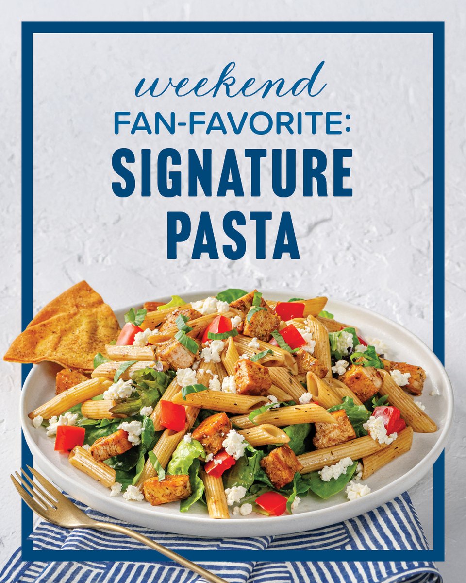 The perfect weekend tradition.
Family dining is now more convenient! Kids and adults alike love our Signature Pasta - penne, grilled chicken and fresh ingredients tossed in our house-made balsamic dressing.
Available Friday through Sunday. Enjoy it today!
