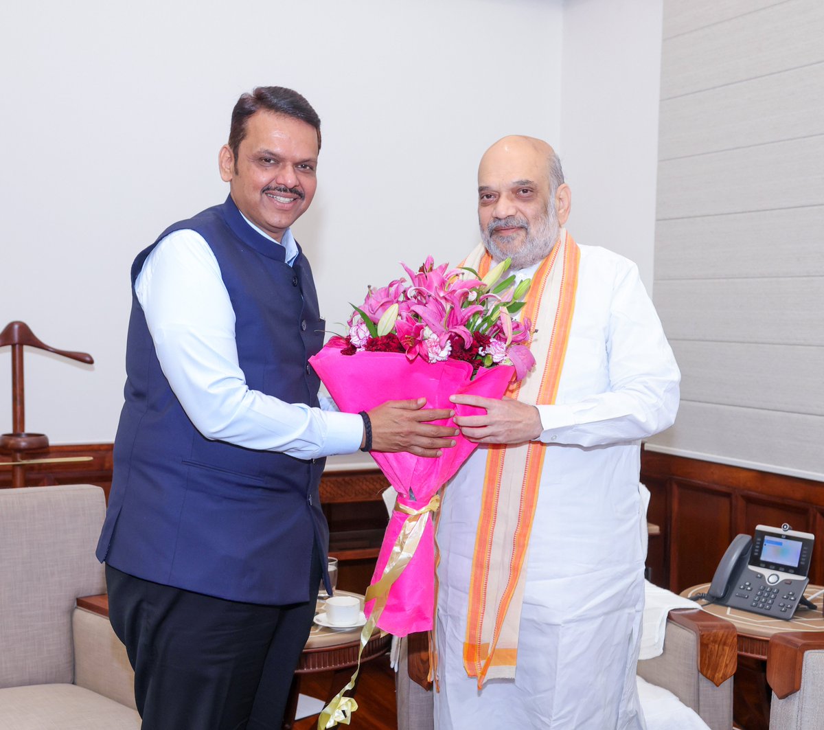 The Chief Minister of Maharashtra, Shri <a href="/Dev_Fadnavis/">Devendra Fadnavis</a> met Union Home Minister and Minister of Cooperation Shri <a href="/AmitShah/">Amit Shah</a>.