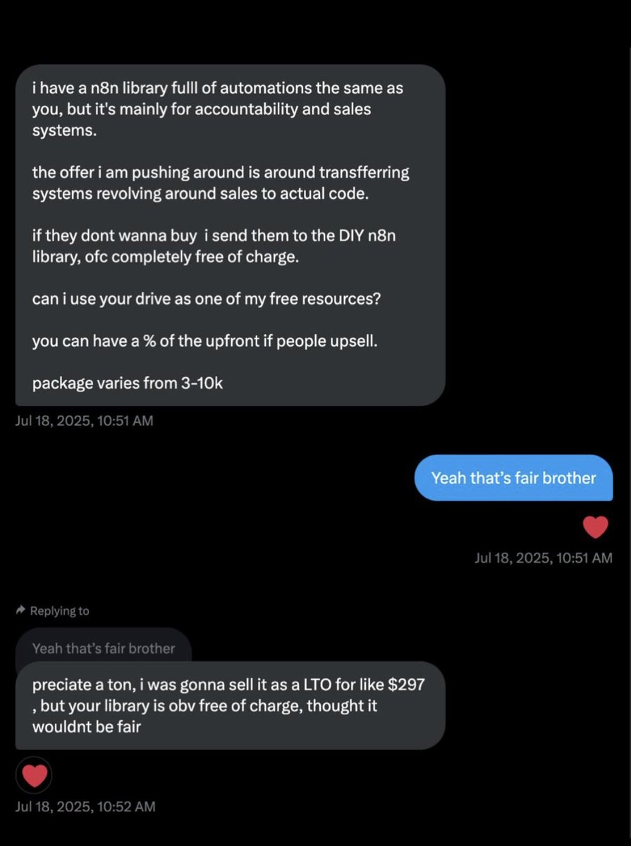 VibeMarketer_'s tweet image. people want to sell my free automations for $297 - this is why i love sharing builds