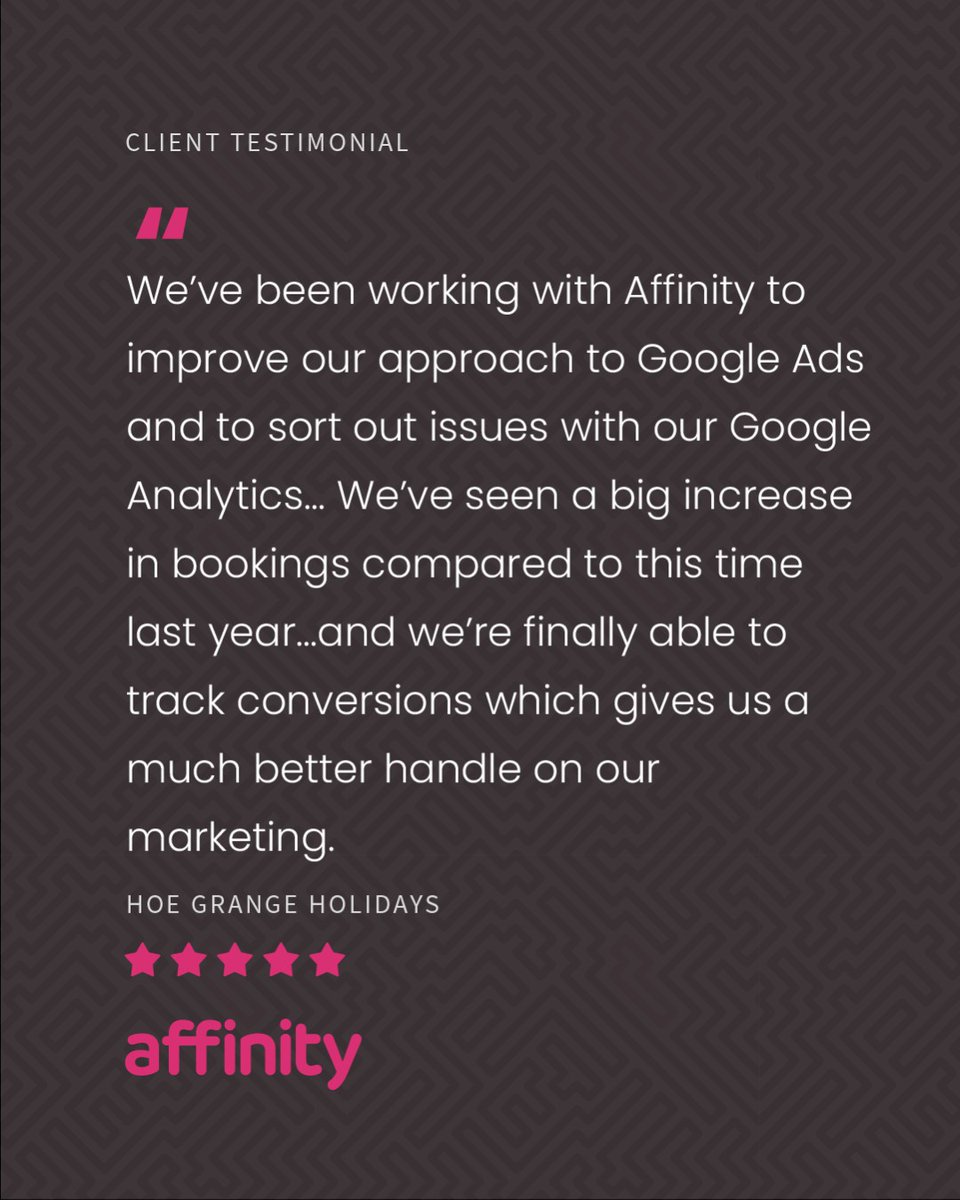 🌄 Driving bookings for award-winning eco retreat Hoe Grange!

Affinity restored broken tracking and launched targeted Google Ads campaigns, driving standout results in a saturated market

Read the full case study here > affinityagency.co.uk/work/hoe-grang…  ✅

#PPC #DigitalMarketing
