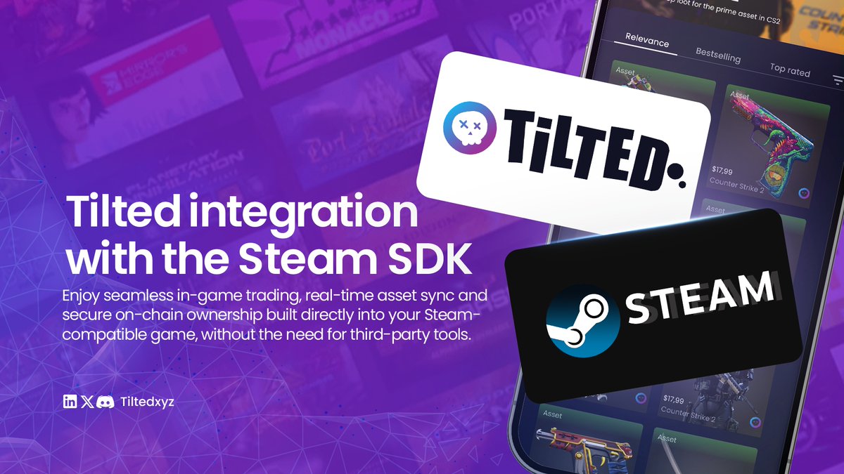 tiltedxyz's tweet image. 🚀 Big news for game devs: Tilted is integrating with the Steam SDK in June 2025! (Integration Completed)

This means seamless in-game trading, real-time asset sync, and secure on-chain ownership—all inside your Steam-compatible game. No more clunky marketplaces or third-party…