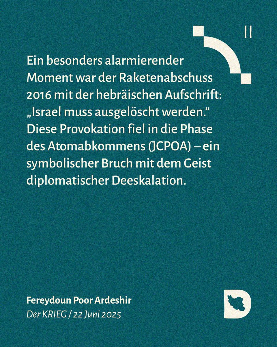 IranDiskurs's tweet image. “Zwei Kriege in weniger als einem halben Jahrhundert, beide vom Regime selbst herbeigeführt – nicht zur Verteidigung, sondern aus politischer Verblendung.”
Fereydoun Poor Ardeshir
#Iran #IranIsraelConflict
🔗 irandiskurs.de/der-krieg/vom-…