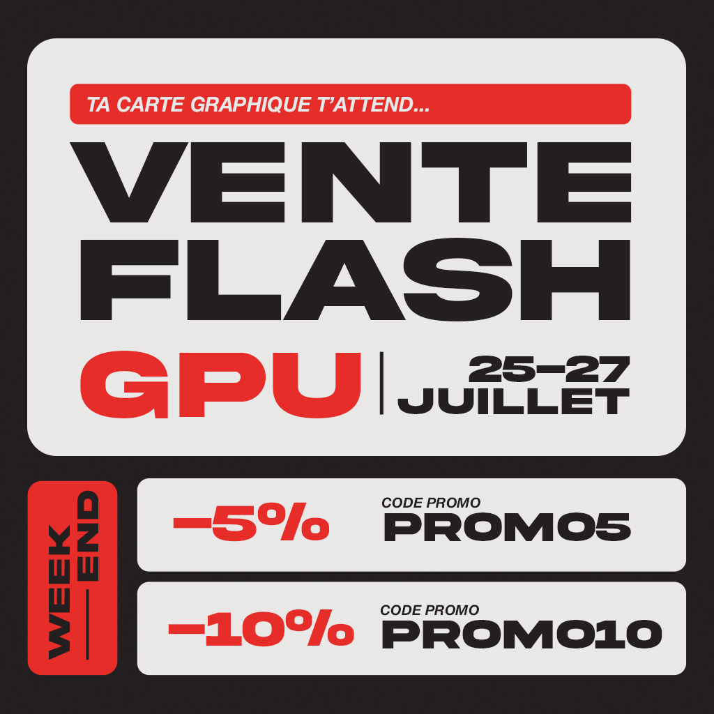 On ta préparé deux cartes-graphiques en vente flash pour uniquement ce week-end !😎
Tu peux check ça ici 👉 bit.ly/Venteflashgpu
