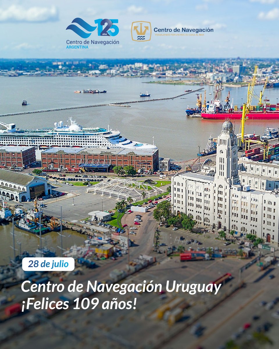 Desde el Centro de Navegación Argentina enviamos un cordial saludo al Centro de Navegación Uruguay en su 109º aniversario 🙌🏻👏🏽. 

Celebramos juntos su trayectoria y dedicación en la promoción de la actividad naviera en la región. 💪