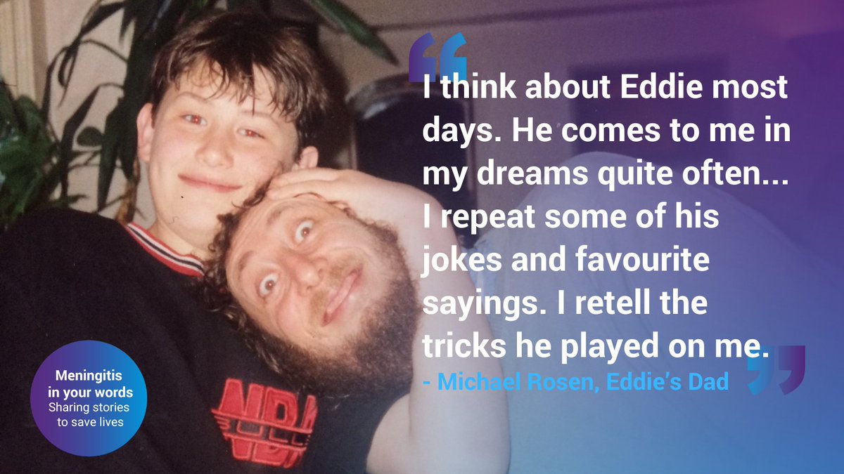 Meningitis Research (@m_r_f) on Twitter photo Author and poet <a href="/MichaelRosenYes/">Michael Rosen 💙💙🎓🎓 NICE 爷爷</a> lost his eighteen-year-old son Eddie to meningitis.
25 years on, Eddie’s friends created Big Eddie’s Joke Book in his memory - a tribute to the humour he was known for.
💙 Read Michael’s Meningitis in your words here: ow.ly/RRSP50Wu6yX Author and poet <a href="/MichaelRosenYes/">Michael Rosen 💙💙🎓🎓 NICE 爷爷</a> lost his eighteen-year-old son Eddie to meningitis.
25 years on, Eddie’s friends created Big Eddie’s Joke Book in his memory - a tribute to the humour he was known for.
💙 Read Michael’s Meningitis in your words here: ow.ly/RRSP50Wu6yX