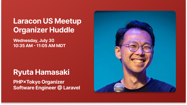 Ryuta Hamasaki (@avosalmon) on Twitter photo I'll be representing PHPxTKY at Meetup Organizer Huddle <a href="/LaraconUS/">Laracon US</a> next week! Props to <a href="/offskip_dave/">David Ciulla 🇯🇵🇨🇭| Offskip</a> for creating the graphic for me! <a href="/phpxtky/">PHP × Tokyo</a> #laravel #php I'll be representing PHPxTKY at Meetup Organizer Huddle <a href="/LaraconUS/">Laracon US</a> next week! Props to <a href="/offskip_dave/">David Ciulla 🇯🇵🇨🇭| Offskip</a> for creating the graphic for me! <a href="/phpxtky/">PHP × Tokyo</a> #laravel #php
