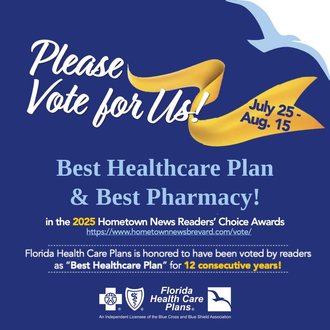 VOTE FHCP!

We are thrilled to announce that Florida Health Care Plans has been nominated in the 2025 Hometown News Readers’ Choice Awards for "Best Healthcare Plan" and "Best Pharmacy" in both Volusia and Brevard counties!

• hometownnewsvolusia.com/vote
• hometownnewsbrevard.com/vote