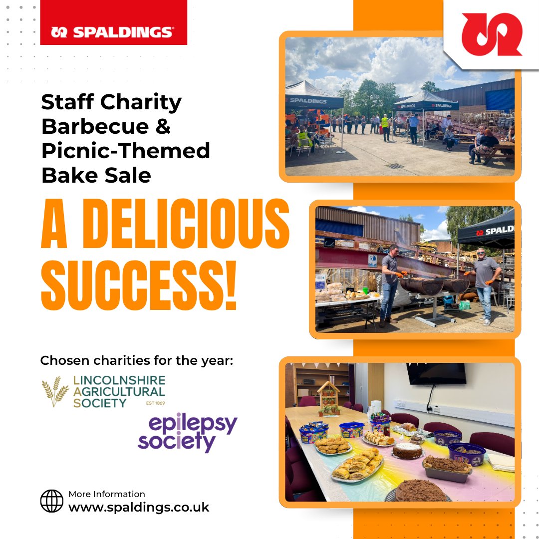 Spaldings's tweet image. Our Staff Charity BBQ brought the heat! 🔥 With Directors Paul Bray &amp;amp; Nigel Whelan on the grill and a bake sale full of homemade treats, we raised funds for @EpilepsySociety &amp;amp; Lincolnshire Agricultural Society. Huge thanks to all who supported! 💛 #CommunitySupport