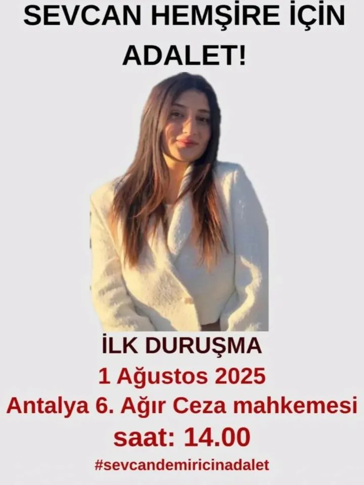 HatayKadinlar's tweet image. İHD İskenderun, “#sevcandemiricinadalet” çağrısıyla yapılacak ilk duruşmaya dayanışma çağrısında bulundu.
📍 Antalya 6. Ağır Ceza Mahkemesi - Antalya
🗓 1 Ağustos 2025 Cuma
🕑 14:00