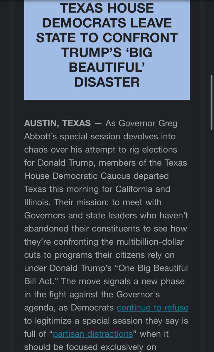 bradj_TX's tweet photo. Inbox: 15 @TexasHDC members say they’ve left the state to “participate in the delegation meetings” in California and Illinois. #txlege https://t.co/3ScDLRku8b