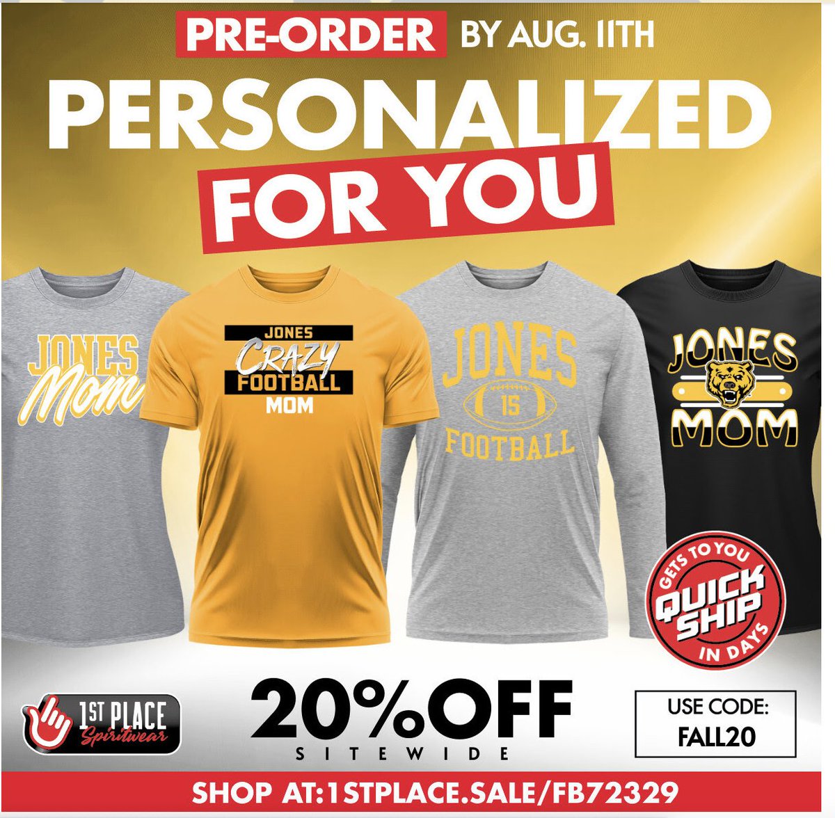 HURRY! The Jones Football Season is weeks away! Order now and have your swag delivered in days to wear before the start of the season! Use code FALL20 to save 20% sitewide on your entire order. Shop Now!