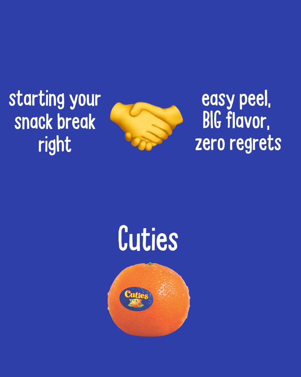 cutiescitrus's tweet photo. When flavor enters the chat… you know it’s Cuties time. 🍊🤝  #Cuties #HealthySnack #SnackBreak #EasySnack #Peelable #VitaminC https://t.co/puKgyOqbKv