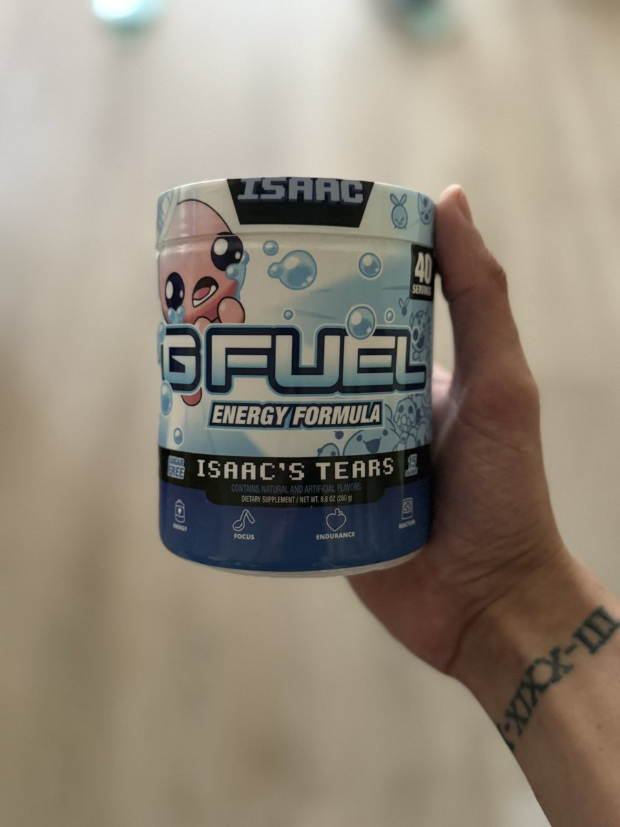 PrpleN's tweet image. Today’s GFUEL flavor is ISAACS TEARS
I’ll definitely be crying when this beautiful tub is empty 😩 sooo good!! I hope you all have a great and blessed day ✨
code PRPLENOVA at gfuel.com/PRPLENOVA for 20% off your next order 😏 @GFuelEnergy @GammaLabs