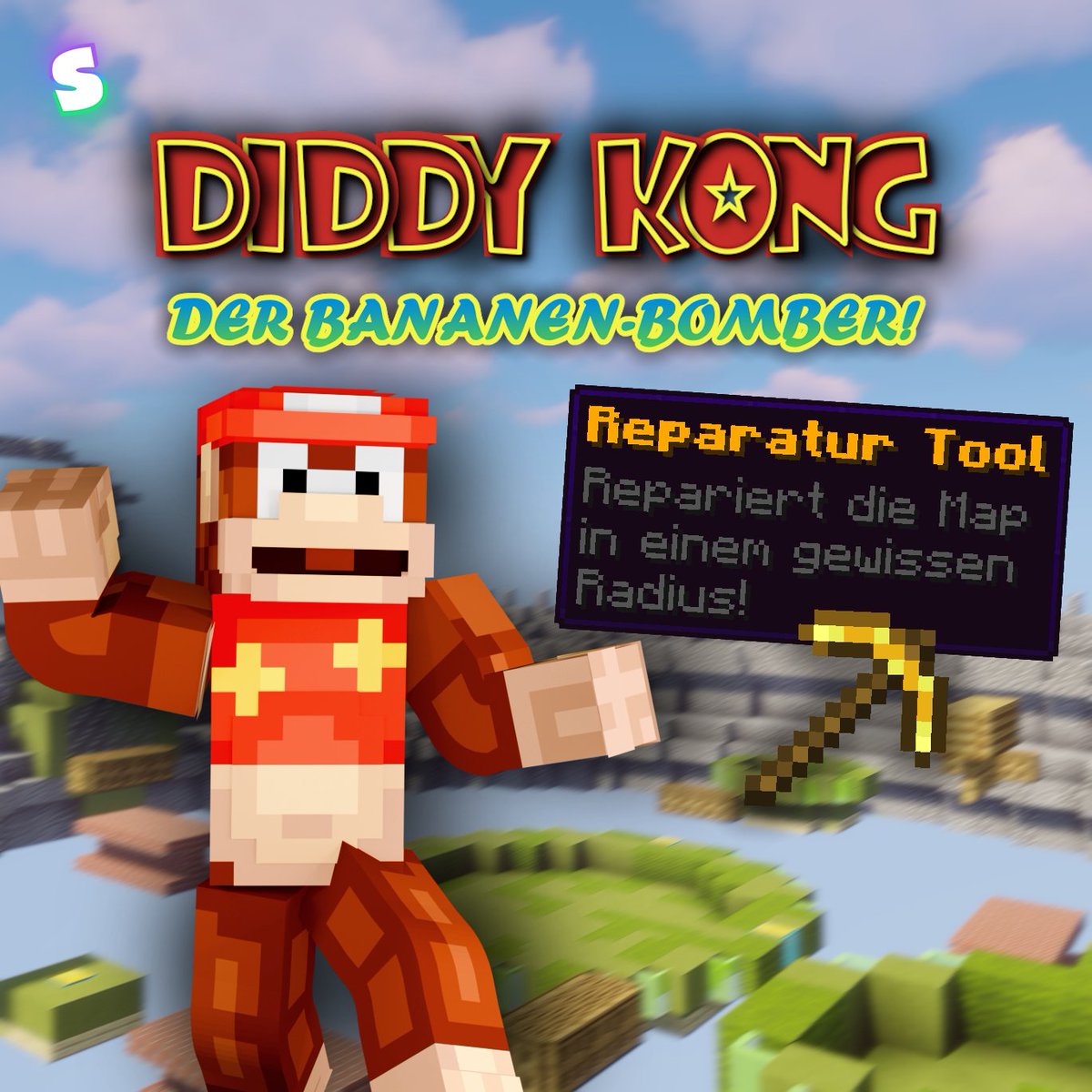 SmashMC_EU's tweet photo. 🎉 Release Month Woche 4 bei SmashMC!
🦍 Neue Map: Kong Ring – Survival im Dschungel!
🐒 Neuer Charakter: Diddy Kong mit fiesen Bananen!
🔧 Reparatur-Werkzeug für clevere Comebacks!
⚔️ Kirito-Update: stärker early, schwächer late!
🎨 Pixel Painter jetzt für 150k Coins! https://t.co/Wr1wy01bhE