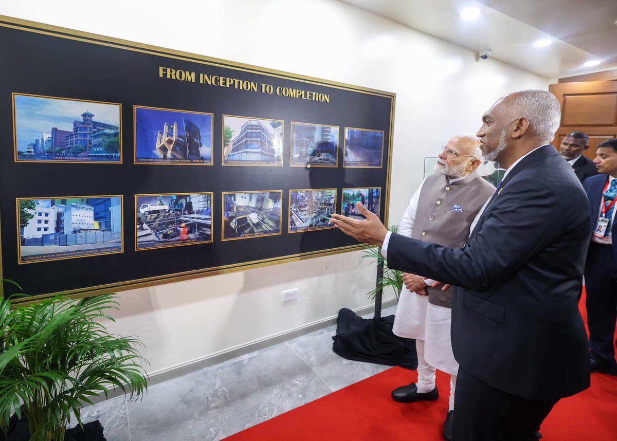 Randhir Jaiswal (@meaindia) on Twitter photo PM <a href="/narendramodi/">Narendra Modi</a> and President <a href="/MMuizzu/">Dr Mohamed Muizzu</a> of Maldives jointly inaugurated the state-of-the-art Ministry of Defence building in Male, Maldives.
A vibrant symbol of the strong and long-standing defence & security cooperation between ๐ฎ๐ณ & ๐ฒ๐ป. PM <a href="/narendramodi/">Narendra Modi</a> and President <a href="/MMuizzu/">Dr Mohamed Muizzu</a> of Maldives jointly inaugurated the state-of-the-art Ministry of Defence building in Male, Maldives.
A vibrant symbol of the strong and long-standing defence & security cooperation between ๐ฎ๐ณ & ๐ฒ๐ป.
