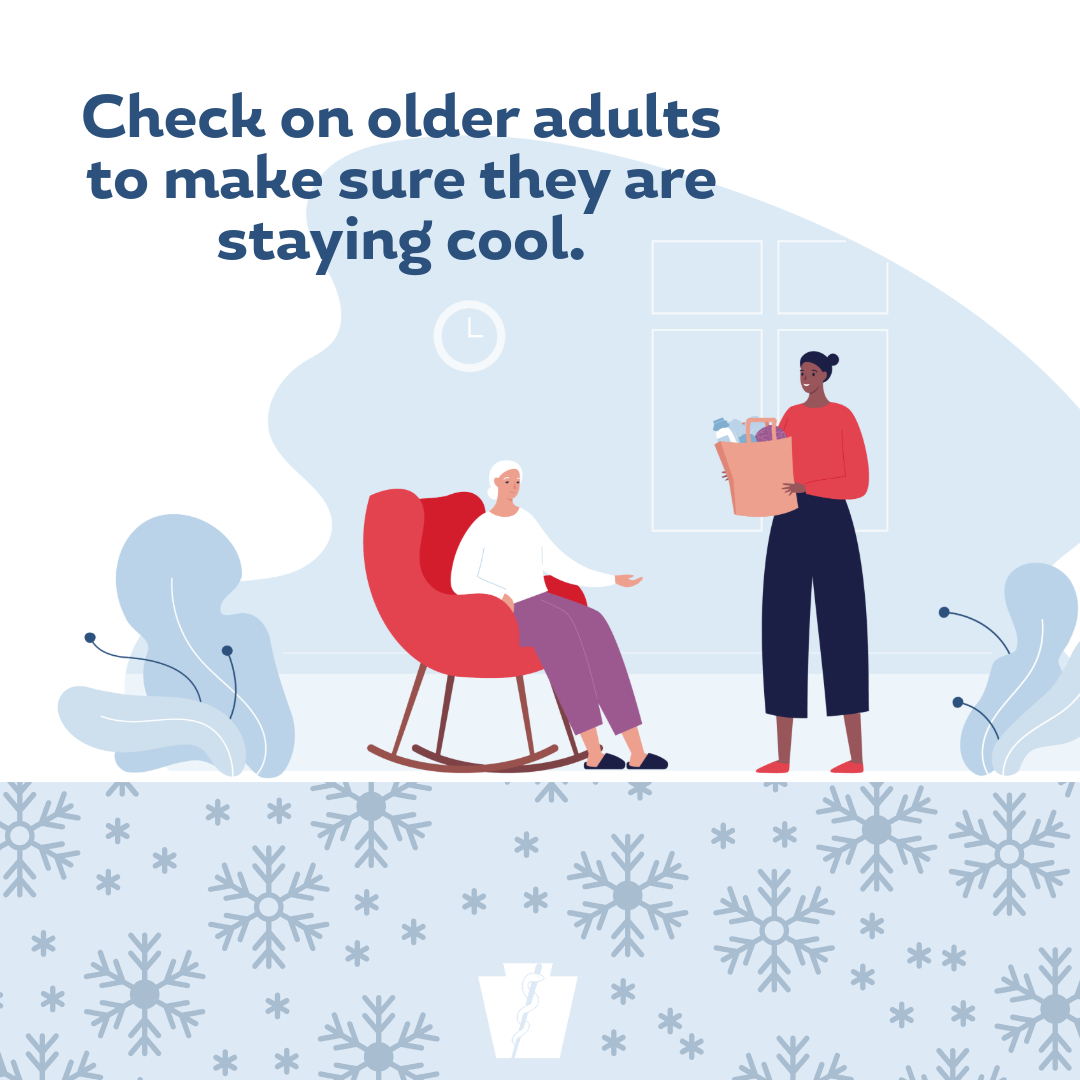 PAHealthDept's tweet image. Older adults are more vulnerable to the heat & humidity—which can lead to heat exhaustion and heat stroke. Take a moment to check on older family, friends & neighbors to be sure they're staying cool this weekend.
