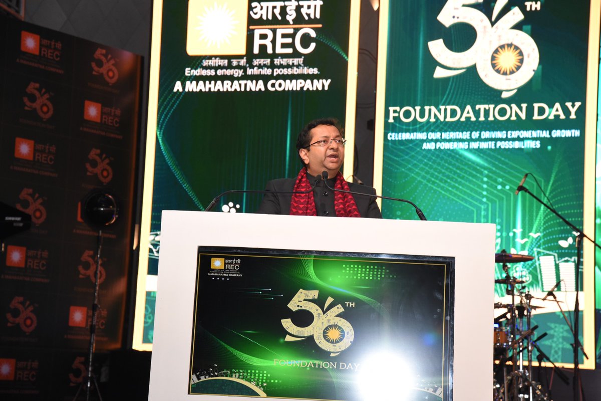 RECLindia's tweet image. As we celebrate the landmark occasion of REC’s 56th Foundation Day, Sh. Jitendra Srivastava, CMD, REC Ltd., addressed the gathering in the presence of Sh. Shripad Yesso Naik, Hon’ble Minister of State for Power & MNRE; Sh. Pankaj Agarwal, Secretary (Power); and other senior…