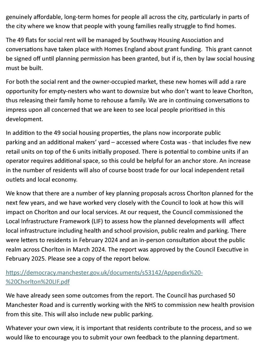 ChorltonLabour's tweet image. A statement from Chorlton and Chorlton Park councillors regarding the plans for the former Chorlton Precinct site.
facebook.com/share/p/16qqMf…