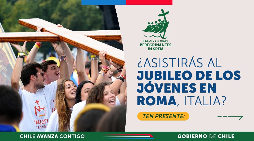 Minrel_Chile's tweet image. 🌍✈️ ¿Rumbo al Jubileo de los Jóvenes en Roma?
Te invitamos a revisar las siguientes recomendaciones para disfrutar de esta importante actividad con responsabilidad y seguridad.
📲 Revisa todo en 👉 consulado.gob.cl
