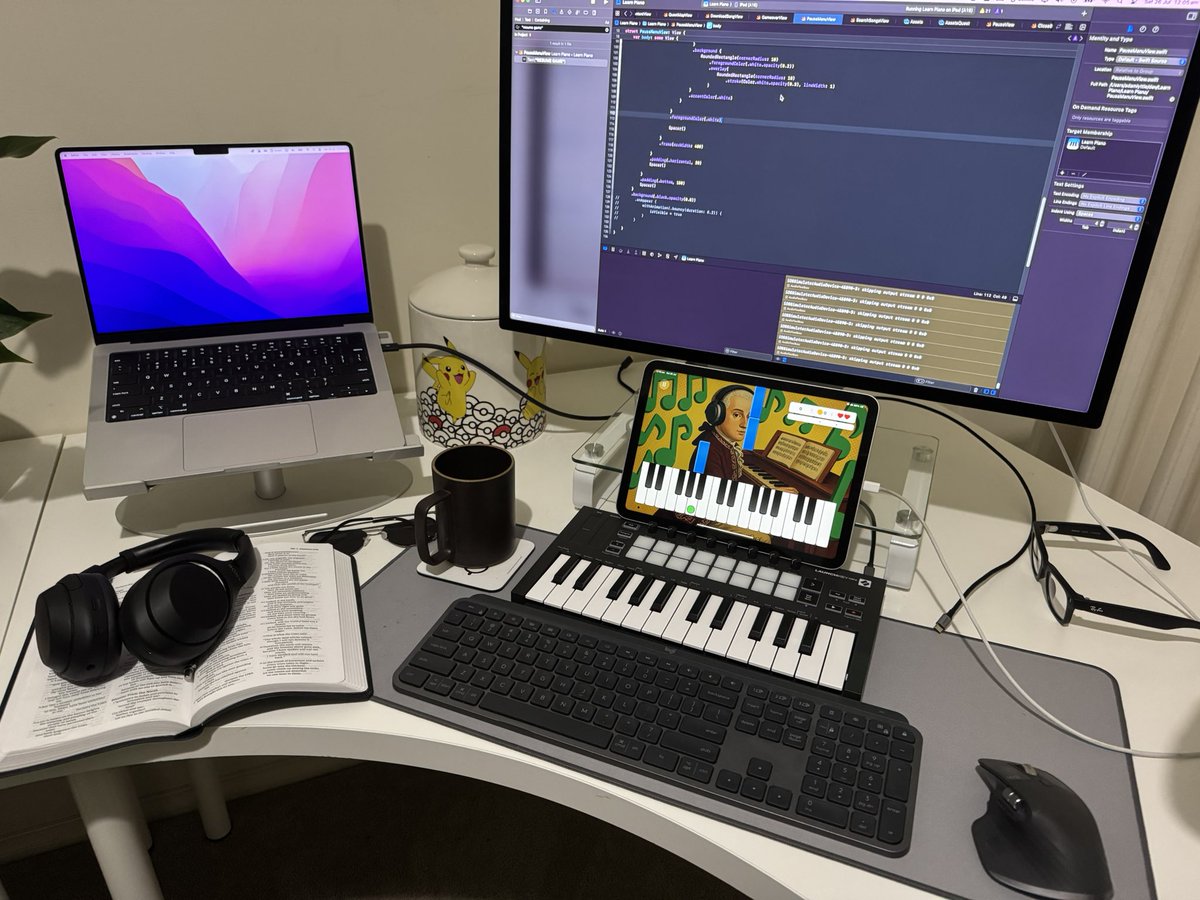 adamlyttleapps's tweet image. My setup lately has been snug
Suddenly I realised…
I get paid to write code and play music 😮
Building this piano app is just pure fun