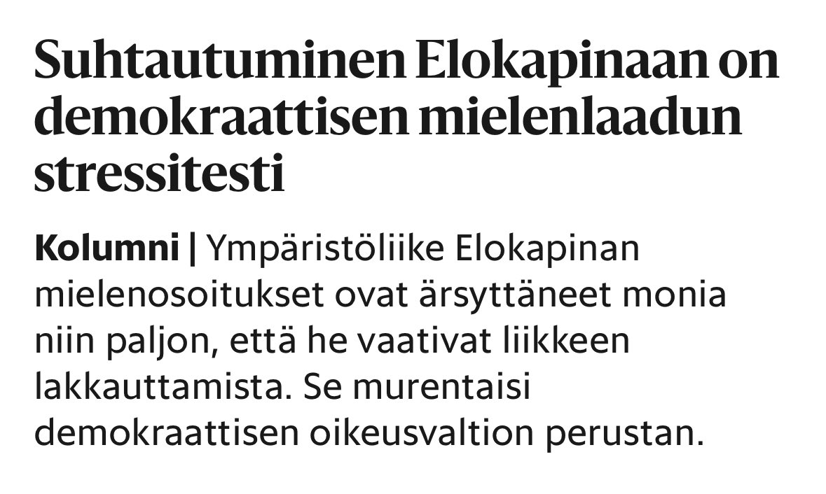 OttoMeri's tweet image. Ei mua ärsytä Elokapinan mielenosoitukset.
Mua ärsyttää Elokapinan järjestäytynyt rikollinen toiminta: poliisin resurssien sitominen, poliisivankiloiden täyttäminen ja tuomioistuinlaitoksen ruuhkauttaminen.
Ja kaikki tämä veronmaksajien kustannuksella.
Se mua ärsyttää.