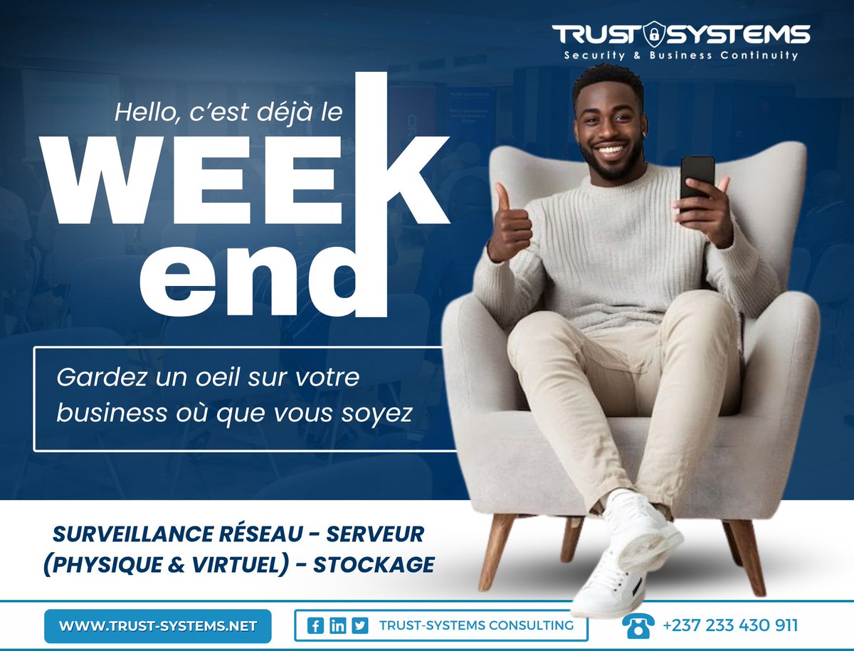TrustSystems3's tweet image. Vendredi est là. Le week-end approche, mais vos serveurs, vos réseaux et vos stockages critiques ne dorment jamais. 😴💻

#TrustSystems #MonitoringIT #SupervisionSI #CyberSécurité #B2BIT #BonWeekend #SurveillanceRéseau #ServeursVirtuels #StockageSécurisé #ITAfrique