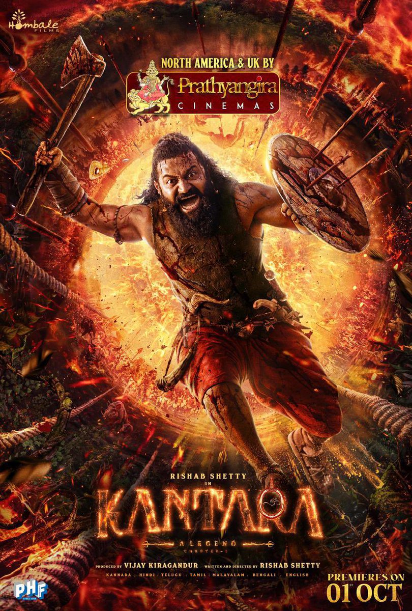 PrathyangiraUS's tweet image. The legend rises again in #KantaraChapter1 a divine saga carved in blood and belief🔥
North America & UK release by @PrathyangiraUS
@shetty_rishab @VKiragandur @hombalefilms @PharsFilm #Kantara
