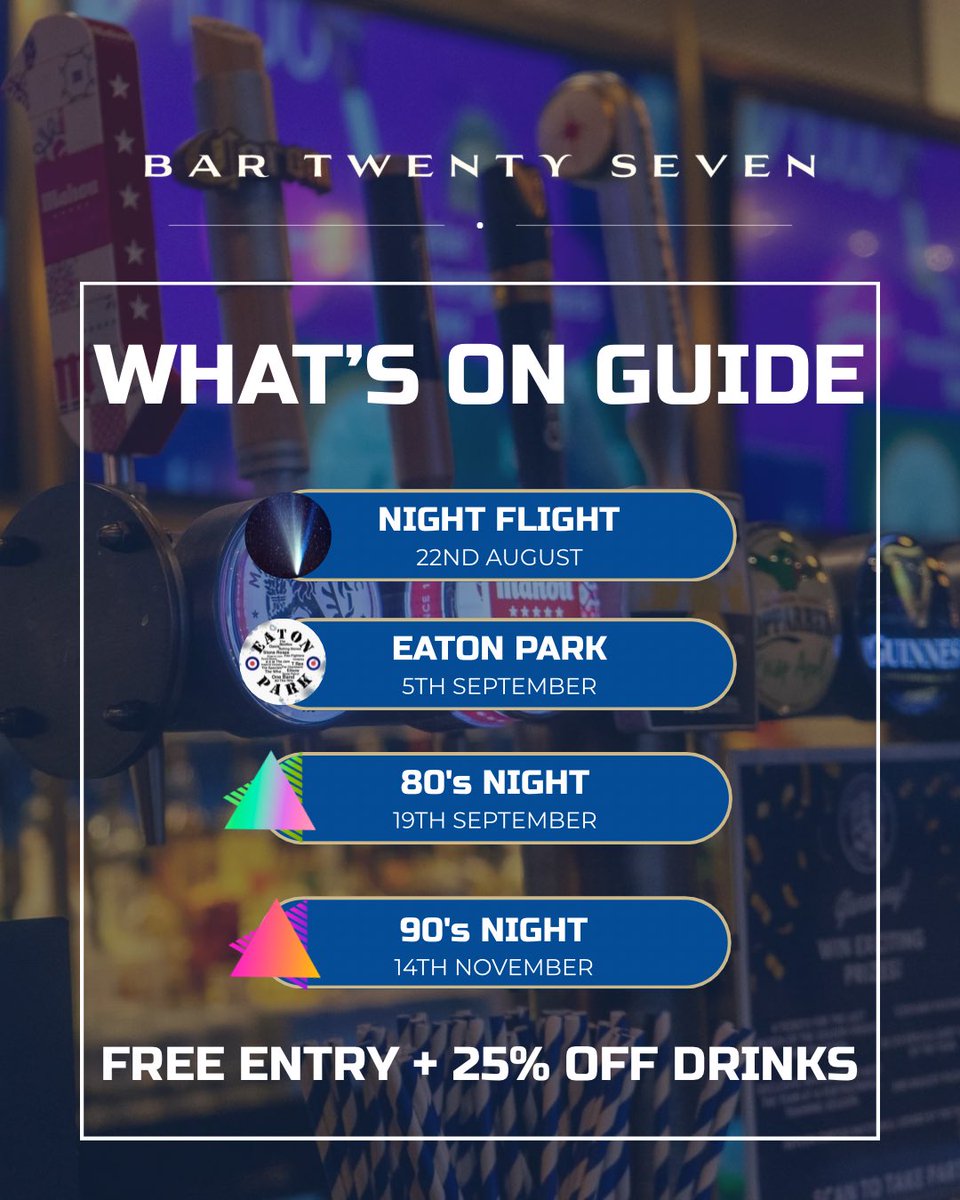 thesilkmen's tweet image. ๐บ| Macclesfield FC are thrilled to unveil a range of music events in Bar Twenty-Seven
From brilliant live acts to pure unadulterated nostalgia, our events are free of charge with 25% off all drinks!
So make a note in your diary and get ready to dance the night away right hereโฆ