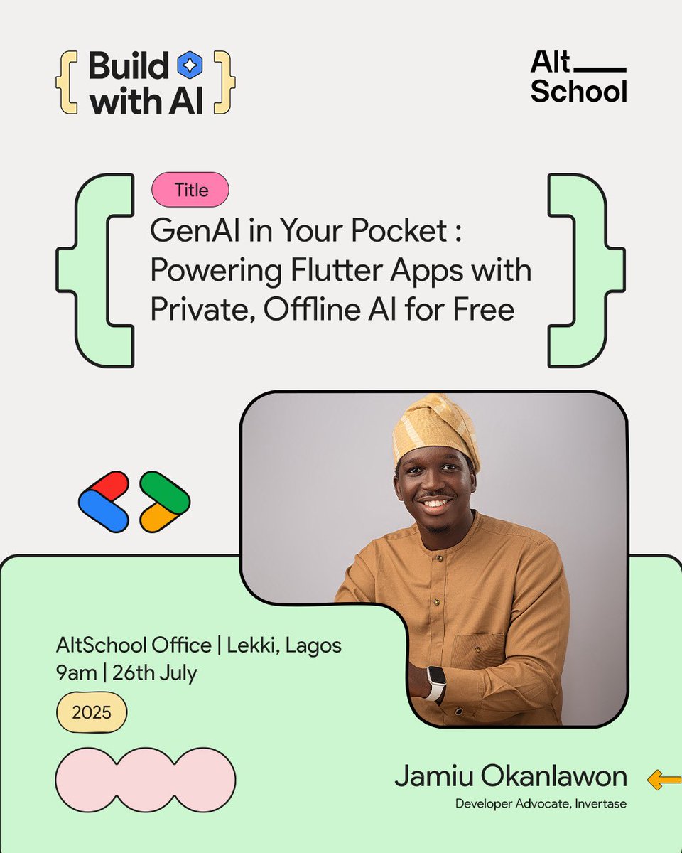AltSchoolAfrica's tweet image. We’ve got an amazing lineup of speakers ready to take the engage with our community at the Google event tomorrow, and we seriously can’t wait! 🙌
Even more than that, we’re so excited to see our community come together.
It’s going to be a special one. See you there!