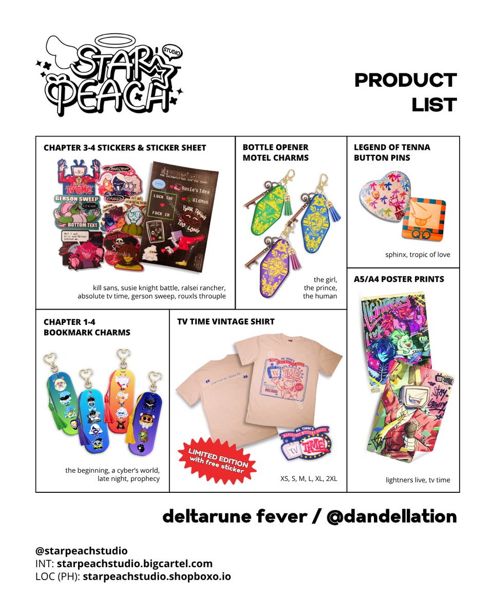 starpeachstudio's tweet image. deltarune fever ร fujoshi essentials have dropped๐ขโผ๏ธ
sh0p will be up for only 2 weeks, so don't miss out ๐ฅณ
โ ๏ธ๐๐ฒ๐ป๐ป๐ฎ ๐๐ต๐ถ๐ฟ๐ ๐ผ๐ฟ๐ฑ๐ฒ๐ฟ๐ ๐๐ถ๐น๐น ๐ฐ๐น๐ผ๐๐ฒ ๐ผ๐ป ๐ฌ๐ณ.๐ฏ๐ฌ
๐ โ starpeachstudio.bigcartel.com
๐ต๐ญ โ starpeachstudio.shopboxo.io