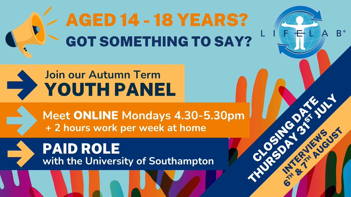 LifelabSoton's tweet image. Come and join our next Youth Panel!
We'll be focusing on the @BritishSciFest, which is coming to Southampton in 2026.
Find out more and apply 👇 lifelabonline.org/course/view.ph…