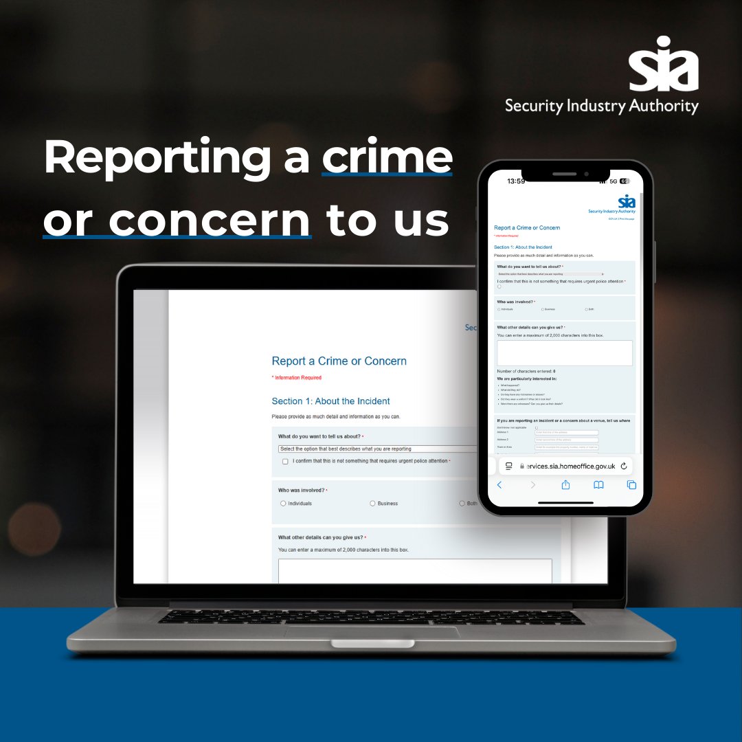 SIAuk's tweet image. ❗ If you see or hear about someone in the private security industry committing a crime or you are concerned, we want to know.
Please use our ‘Report a Crime or Concern’ web page on the link below or call Crimestoppers anonymously on 0800 555 111.
orlo.uk/3Cadt