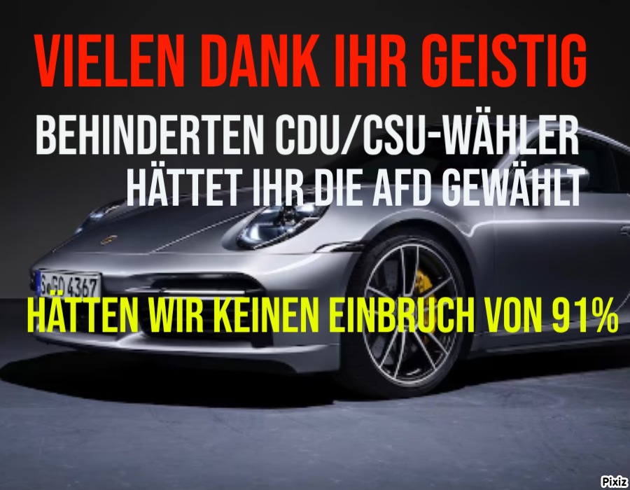 BockwurstClown's tweet image. Schockierende Quartalszahlen:
Minus von 91%
#Porsche-Gewinn bricht dramatisch ein!
Schuld sind die hohen Energiekosten
Verursacht durch die linke, grüne Politik der #CDU/#CSU unter #Merz und #Söder,
die nun mit der #SPD fortgeführt wird.
Eine Politik wie aus der Hölle‼️‼️‼️