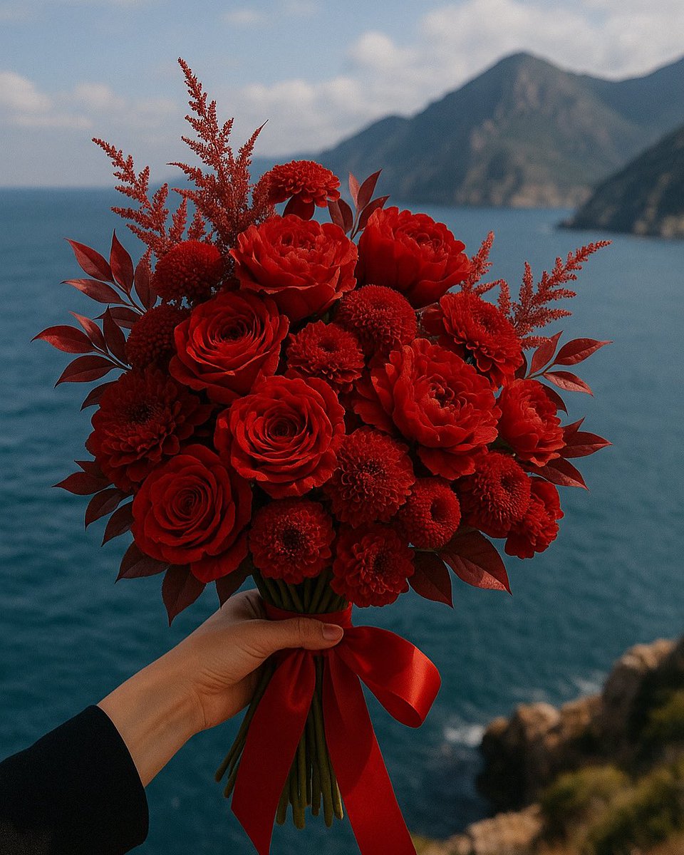 Kırmızı çiçeklerden bir buket❤️