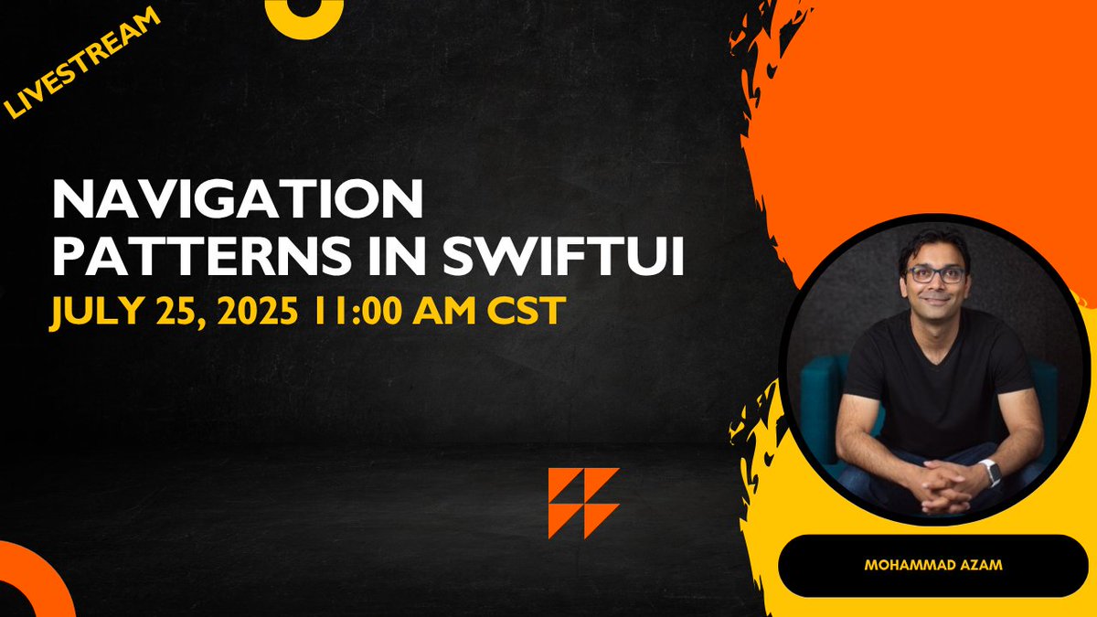 azamsharp's tweet image. In few hours I will be hosting a free livestream to discuss Navigation in SwiftUI. If you are interested in simplifying your app navigation then make sure to attend it. 

youtube.com/live/UtL3ZUUtb…

#iosdev #swiftui