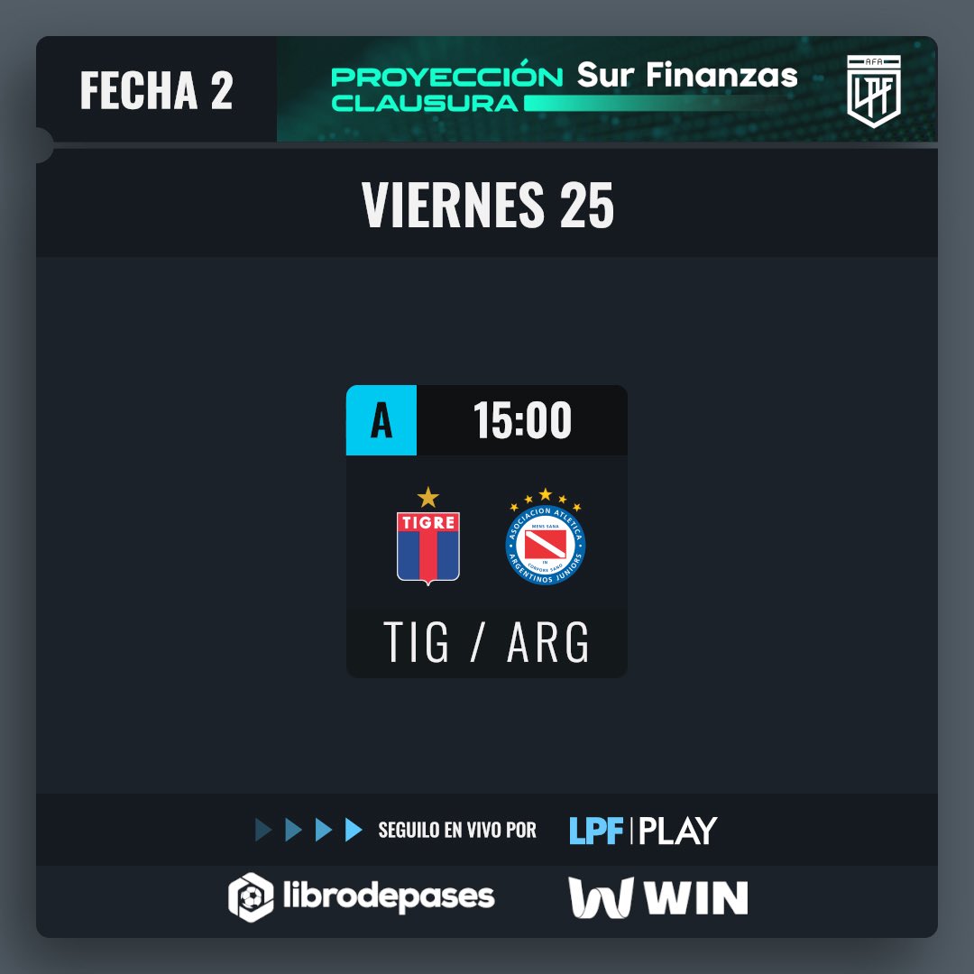 ProyeccionLPF's tweet image. #TorneoProyección @surfinanzas Clausura |
¡Se cierra la #Fecha2! ⚽️🏆
▶️@LPFPlay
📺lpfplay.com