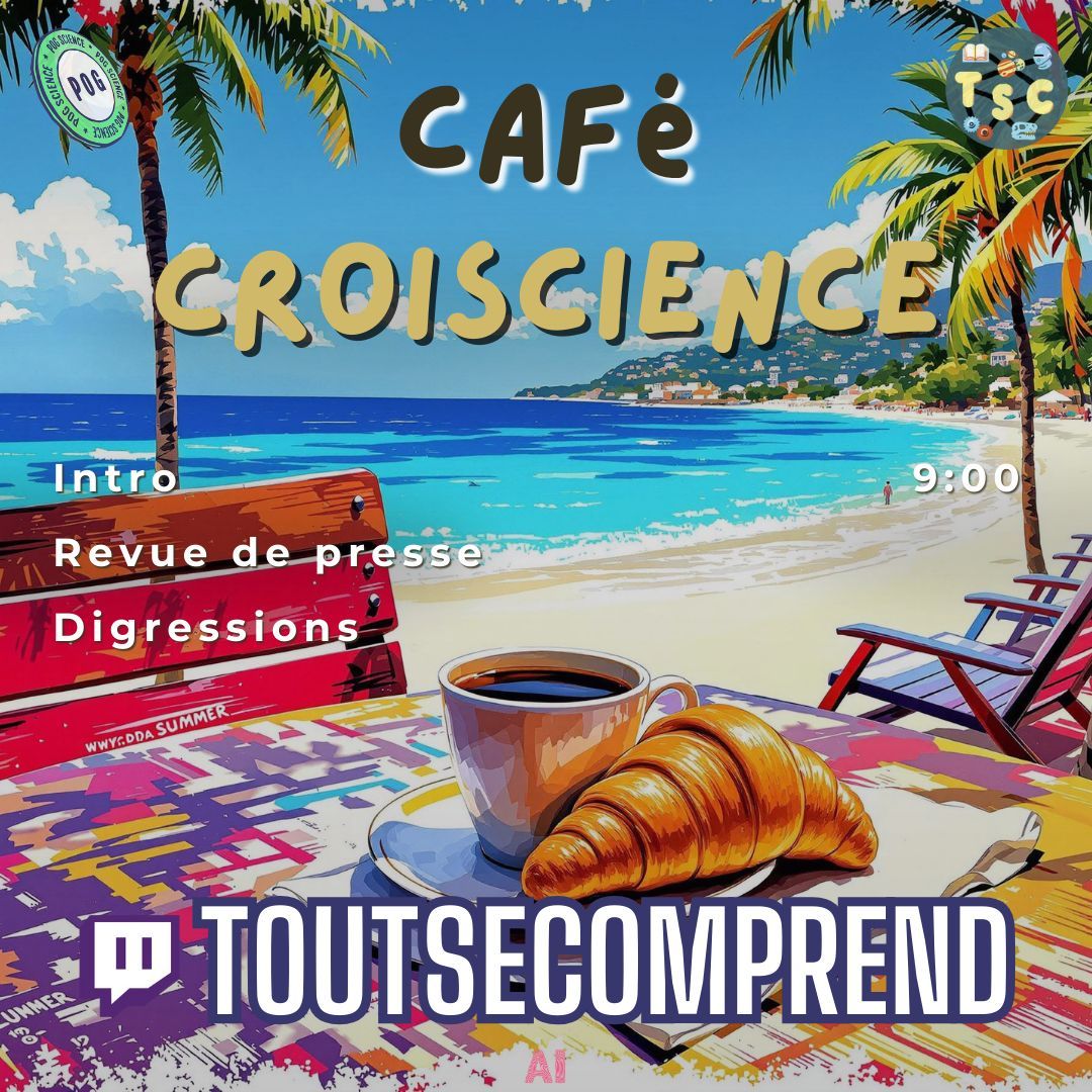 PogScience's tweet image. ☕🥐 Demain 9h, Robin Isnard vous attend pour le #cafécroiscience sur #Twitch
🗞 Au programme, revue de presse et analyse d&apos;articles de presse scientifique.

➡️ twitch.tv/toutsecomprend

#vulgarisation / #Science