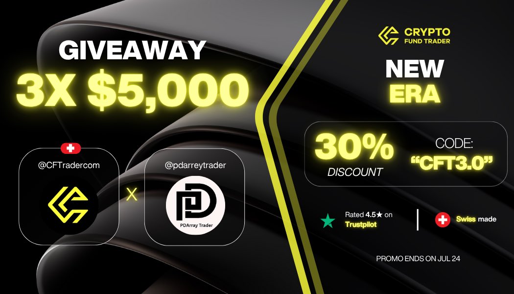 AurelPips 🧪 (@aurel_pips) on Twitter photo 🎉CFT Giveaway Entry Followed:
<a href="/pdarreytrader/">PDArray Trader</a>
, <a href="/CFTradercom/">Crypto Fund Trader</a>
, <a href="/CFTradercomES/">Crypto Fund Trader Español</a>
, <a href="/DRLIQUIDITYX/">Dr Liquidity Trader</a>
Engaged: Liked, retweeted, and Tag your friend
"Looking forward to the CFT giveaway! #CFTGiveaway" 🎉CFT Giveaway Entry Followed:
<a href="/pdarreytrader/">PDArray Trader</a>
, <a href="/CFTradercom/">Crypto Fund Trader</a>
, <a href="/CFTradercomES/">Crypto Fund Trader Español</a>
, <a href="/DRLIQUIDITYX/">Dr Liquidity Trader</a>
Engaged: Liked, retweeted, and Tag your friend
"Looking forward to the CFT giveaway! #CFTGiveaway"