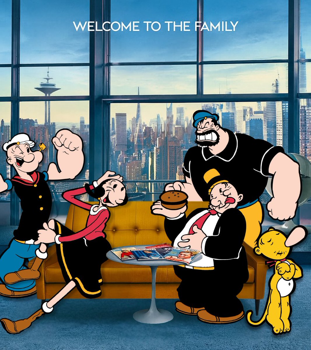 PopeyeTweetsk's tweet image. Meet our Fantastical Four — muscles, brains, burgers, an’ bark! Ah-gah-gah-gah-gah!