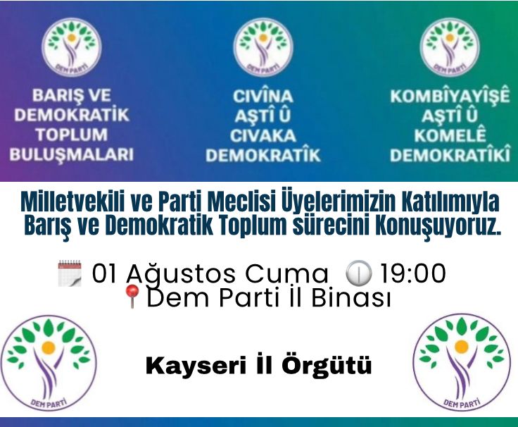 Tüm halkımızı Barış ve Demokratik Toplum sürecini konuşmaya ve sürece omuz vermeye çağırıyoruz.