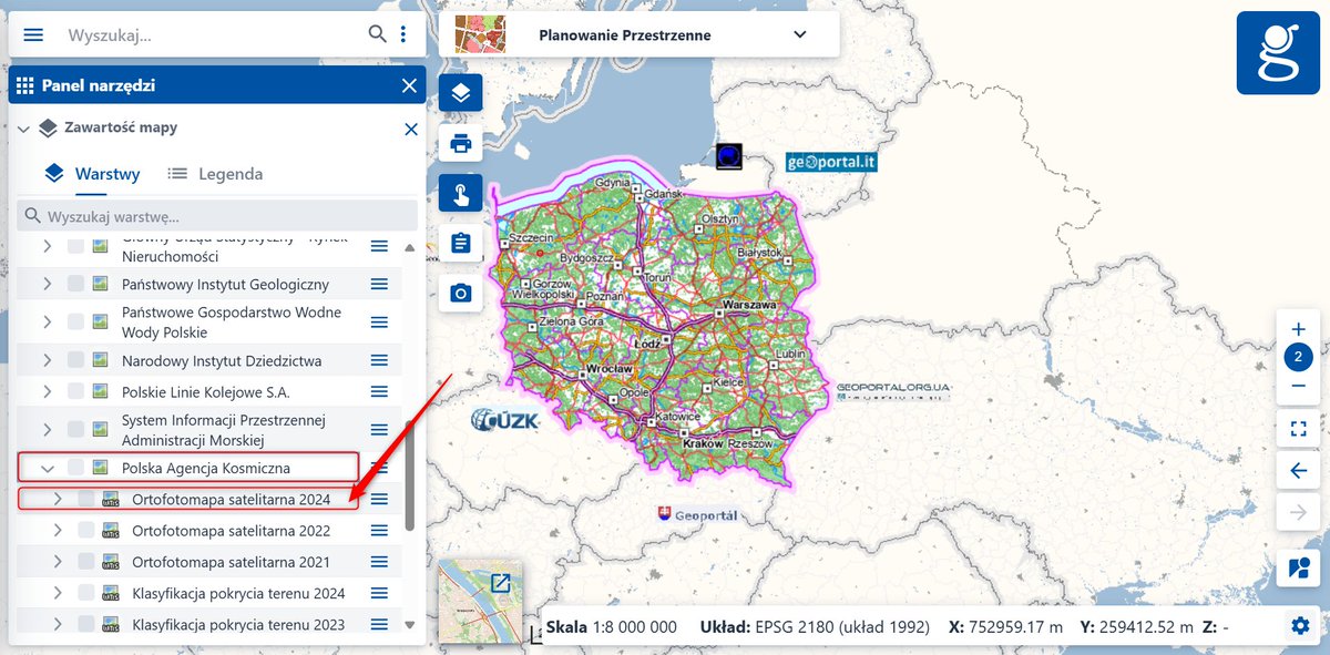 GUGiKgovpl's tweet image. Nowa warstwa – ortofotomapa satelitarna o zwiększonej rozdzielczości z 2024 r. opracowana przez POLSĘ dostępna w Geoportalu
gov.pl/web/gugik/nowa…