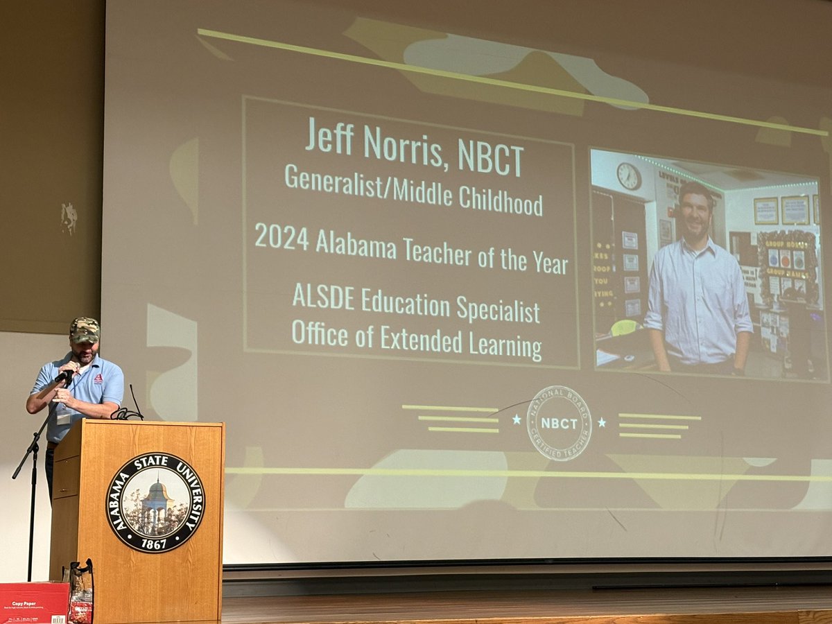 sculbreth's tweet image. “Leadership is what you do with your passion! Teachers are our leaders!!” Jeff Norris 2024 AL Teacher of the Year #ALNBCTBootCamp #NBCTStrong