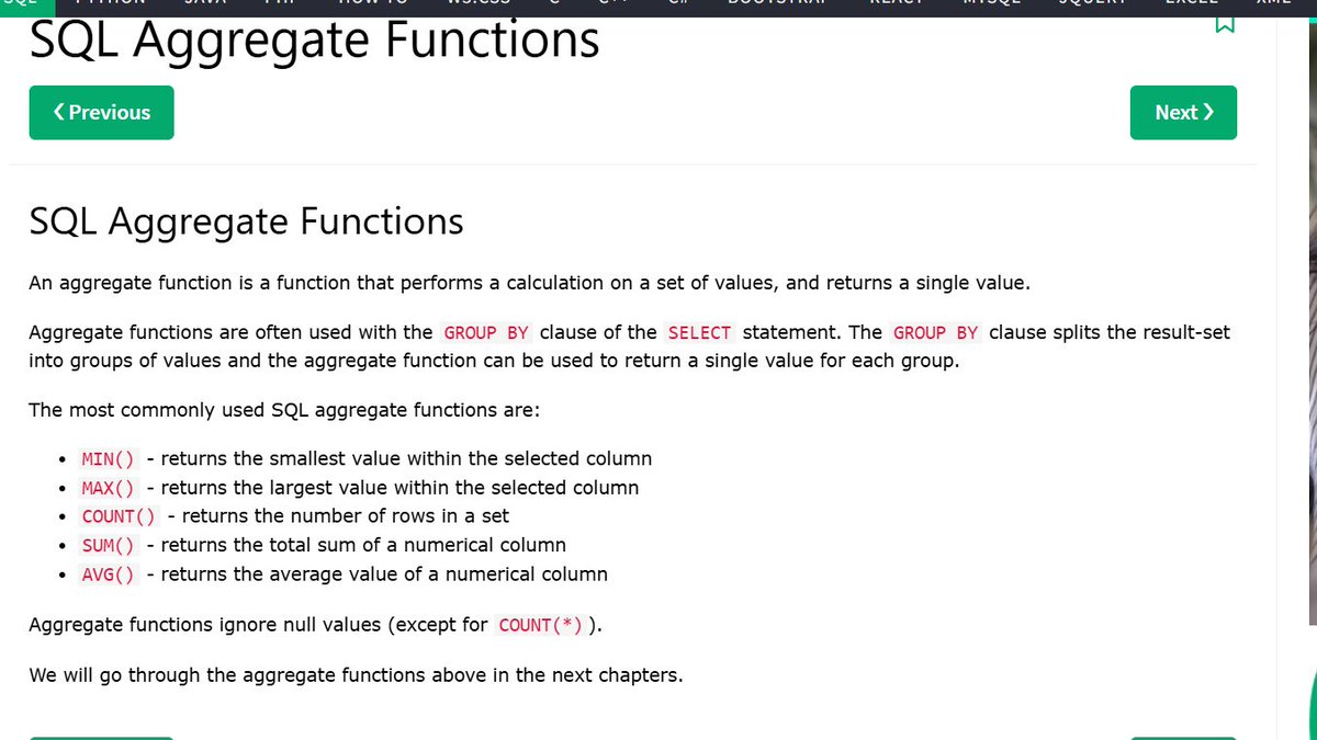SamikshyaRB's tweet image. Day103 #111DaysOfLearningForChange Today i learned about aggregate functions in sql and explored the languages in sql.@CodeforChange2 #Day103LearningForChange #CodeForChange