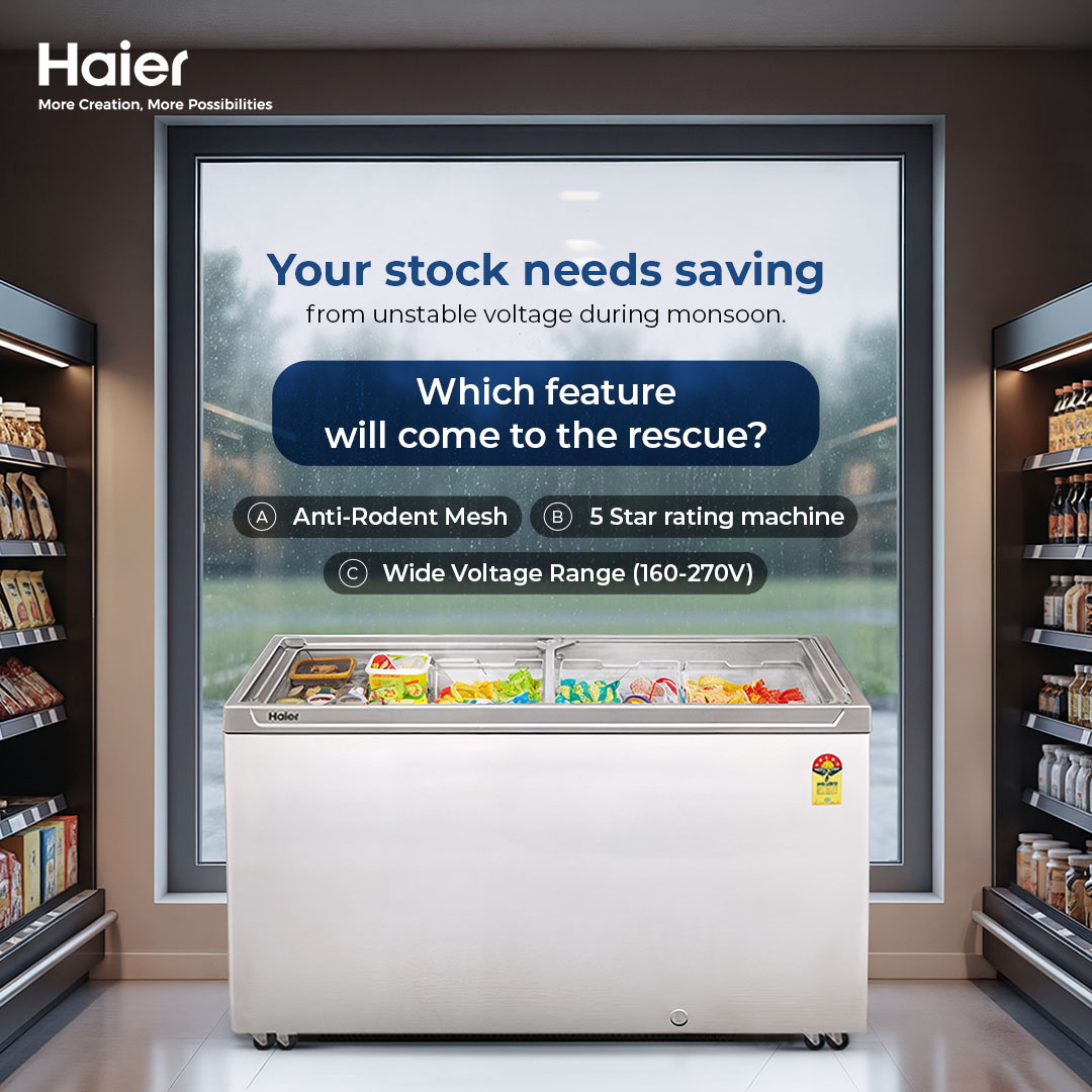 IndiaHaier's tweet image. When the monsoon pours and voltage plays hide and seek, your stock shouldn't suffer. Good thing the Haier Deep Freezer  comes with Wide Voltage Range to keep things steady, cool, and just right.

#Haier #MoreCreationMorePossibilities #DeepFreezer