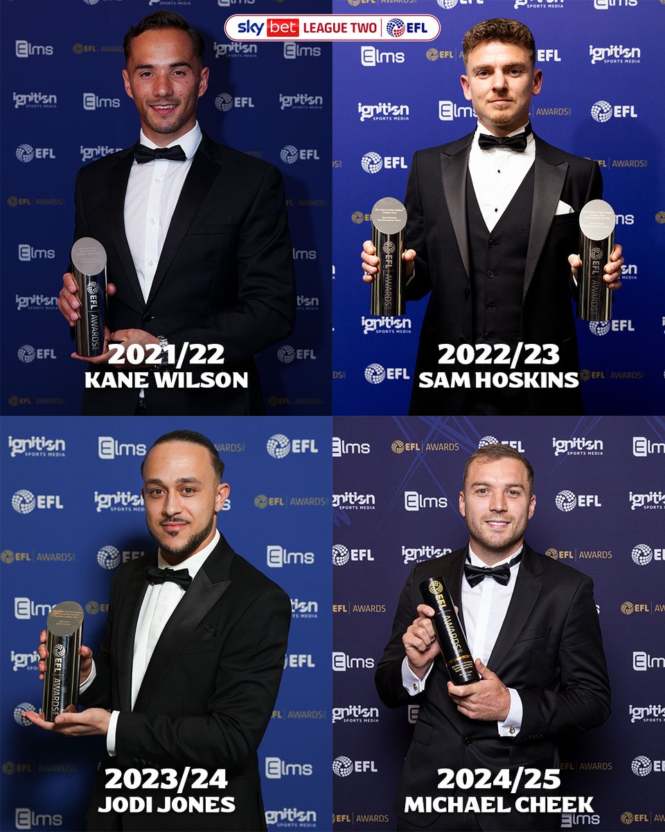SkyBetLeagueTwo's tweet image. A look back at the last four #SkyBetLeagueTwo Player of the Season winners! ๐๐
The 2025/26 winner will be ______ ๐๐ฎ
#EFL | #EFLisBack