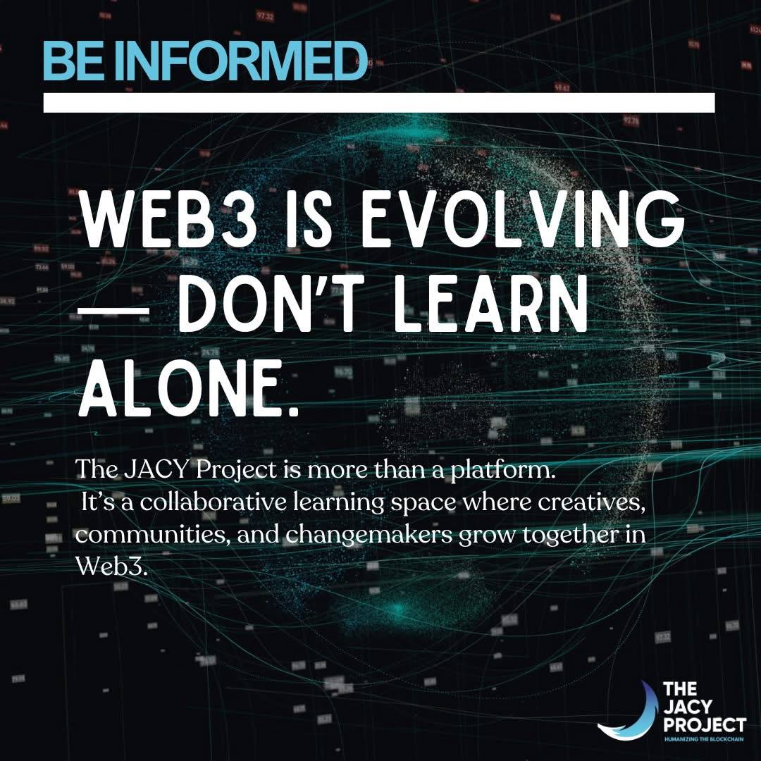 TheJacyProject's tweet image. Web3 Is Evolving — Don’t Learn Alone.
The JACY Project is more than a platform.
It’s a collaborative learning space where creatives, communities, and changemakers grow together in Web3.
🌍 Join The JACY Project — a revolutionary blockchain ecosystem empowering creators,…